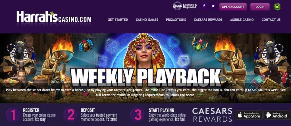 Harrah's Online Casino sign-up page