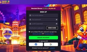 Lavish Luck Slots sign-up page
