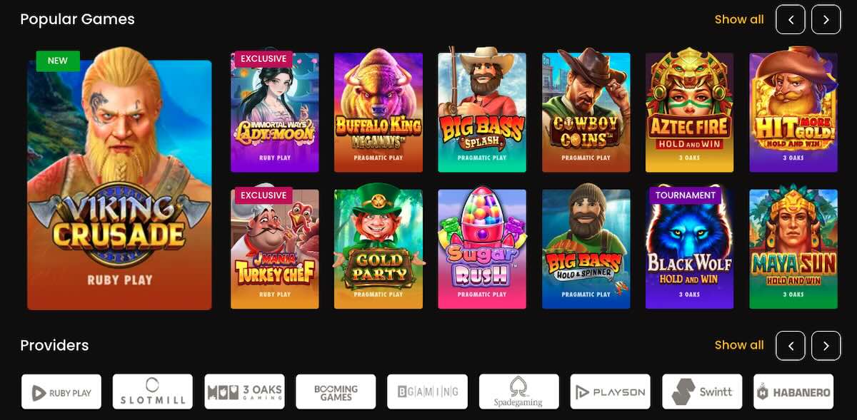 Popular slots section at MegaBonanza Social Casino