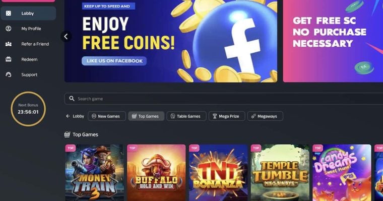 Modo Casino sweeps home page