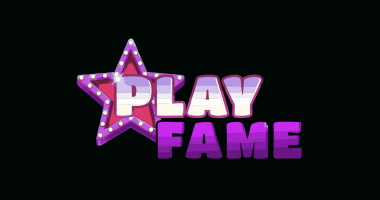 PlayFame Pink & White Logo With Star and Black Background