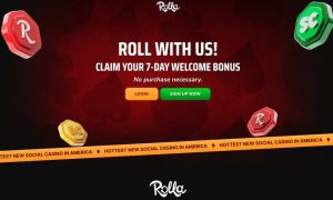 Rolla Casino sign-up bonus and page