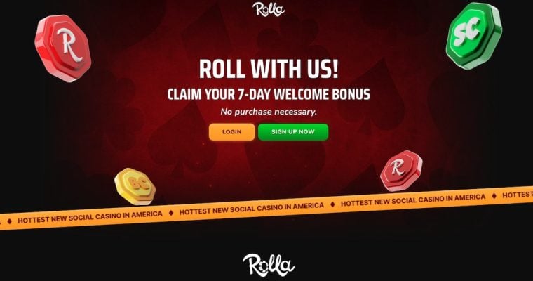 Rolla Casino sign-up bonus and page
