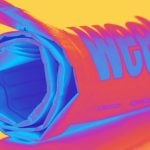 Rolled Up Weekly Newspaper in Neon Colored Filter