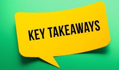 Yellow Speach Bubble Says Key Takeaways On Green Background