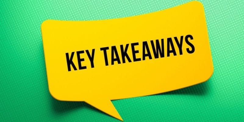 Yellow Speach Bubble Says Key Takeaways On Green Background