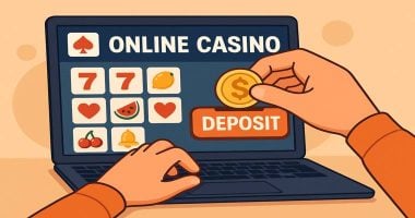 Illustration depicting online casino deposit