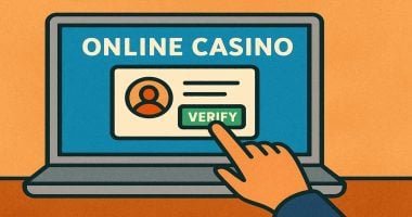 Illustration depicting ID verification at online casino