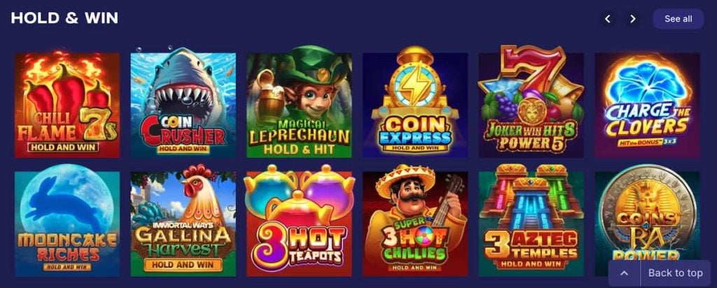 ACE Casino Hold N Win slots