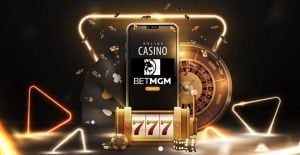BetMGM Casino Promo Image with Cell Phone and Aug. 2025 Updated Logo