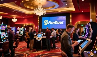 Busy Casino Interior With Prominent FanDuel Sign