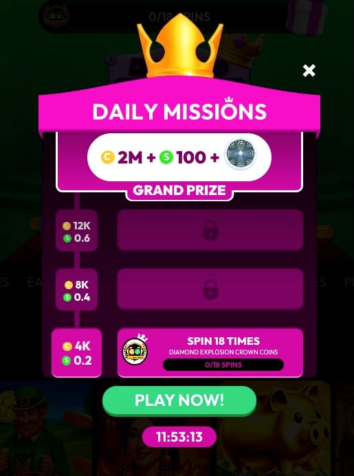 Crown Coins Casino daily missions
