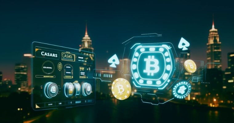 Nighttime Cityscape Background and Digital Screens and Coins Forefront