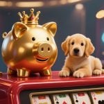 Golden Pig & Puppy Sit On Top Of Slot Game Inside Casino