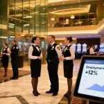 Shiny New Pennsylvania Casino Lobby with Happy Employees Inside