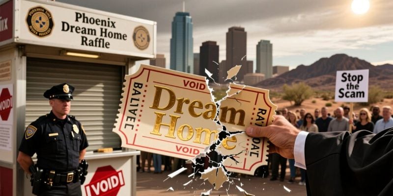 AZ Cityscape background with Dream Home Raffle Ticket Foreground
