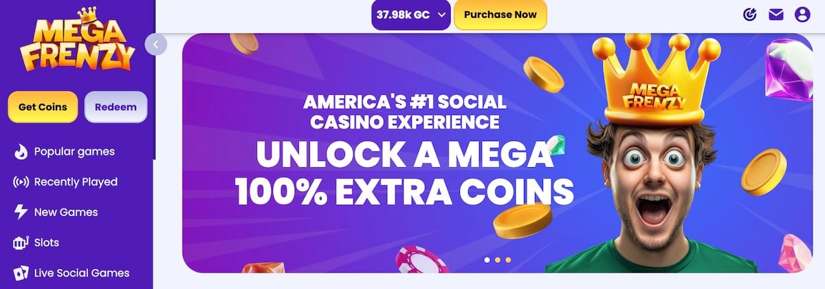 Mega Frenzy casino home screen