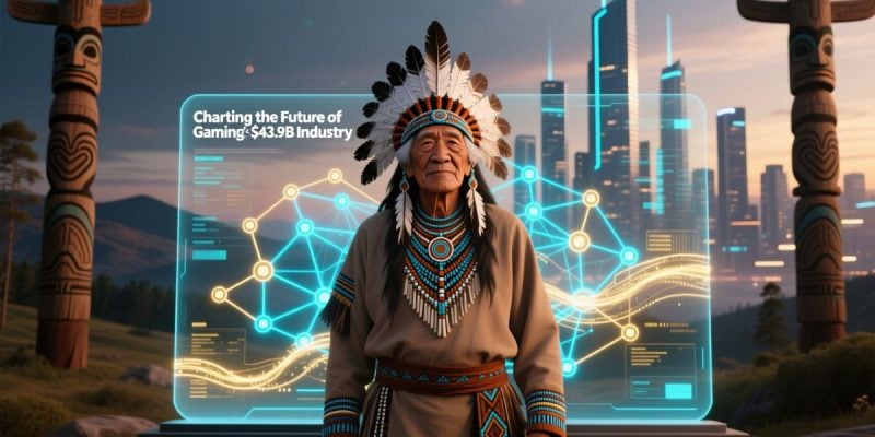 Cityscape and Digital Screen Background with Indian Man Standing in Front
