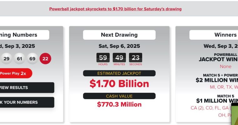 Powerball Sept. 6 countdown