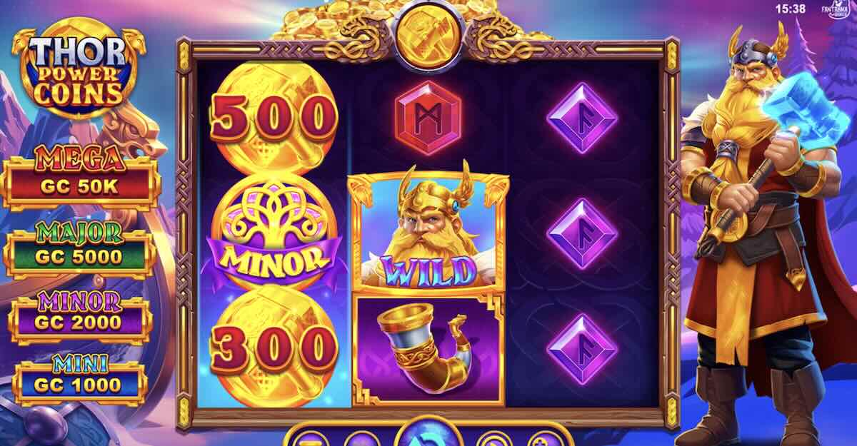 Thor Power Coins minor jackpot on reels