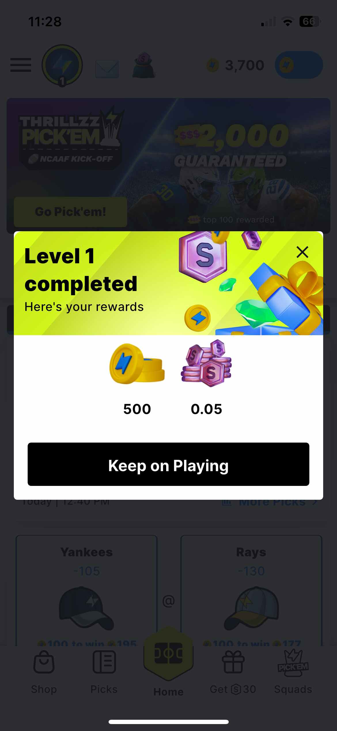Thrillzz level up rewards