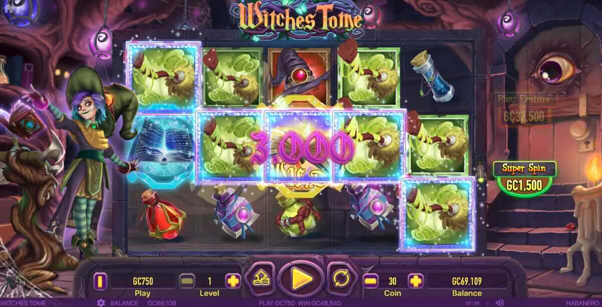 Witches Tome 3,000 Gold Coin win at McLuck