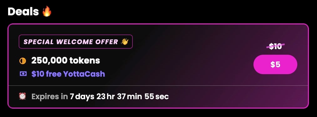 Yotta Casino first-purchase bonus