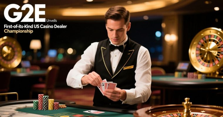 Dealer In Uniform At Casino Shuffles a Deck of Playing Cards