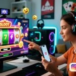 Woman Engages with Social Casino On Computer and Mobile Devices