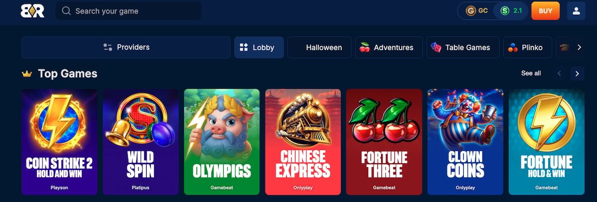 BankRolla top games and coin balance