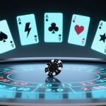 Electronic Casino Game Table with 5 Playing Cards Above