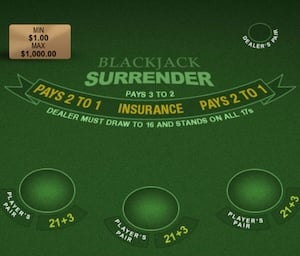 Blackjack Surrender from Playtech at Hard Rock Bet