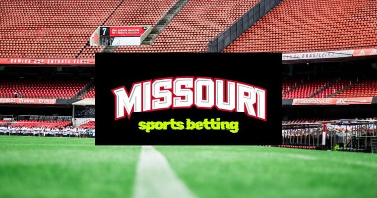 Missouri Sports Betting Verbiage Over Empty Football Stadium Background