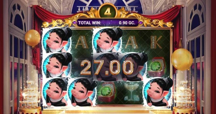 The Great Pigsby 27-coin win during free spins