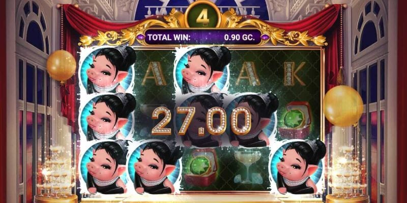 The Great Pigsby 27-coin win during free spins