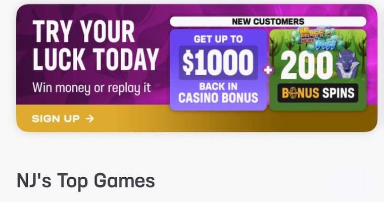 Hard Rock Casino sign-up bonus as seen on the Hard rock app