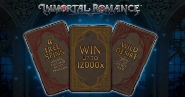 Immortal Romance slot home screen