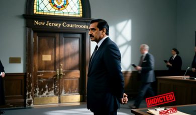 Man with Hands Behind Back Stands In NJ Courtroom