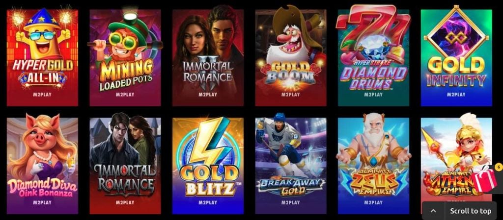Microgaming slots (labeled M2Play) at McLuck Casino