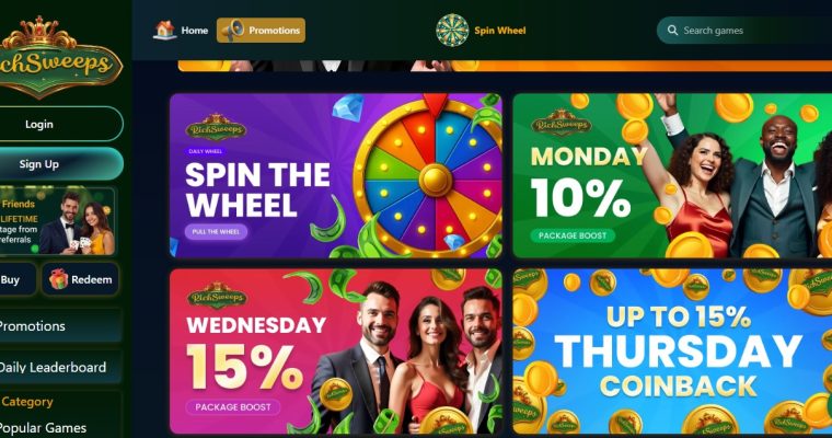 Rich Sweeps Casino Promotions featured in Rich Sweeps review