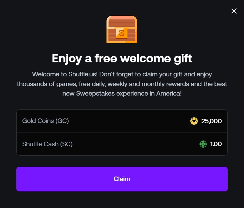 Shuffle.US welcome bonus