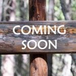 Forest Backdrop with Wood Sign Reading Coming Soon