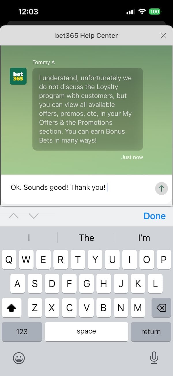 bet365 Casino chat support