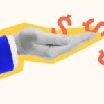 Dollar Signs Spill Out of Open Hands Collage Image Conceptualizes Fiancial Loss