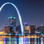 Nighttime View Of St. Louis, Missouri Skyline