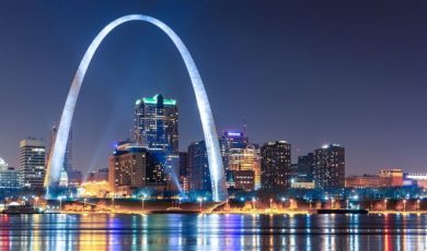 Nighttime View Of St. Louis, Missouri Skyline