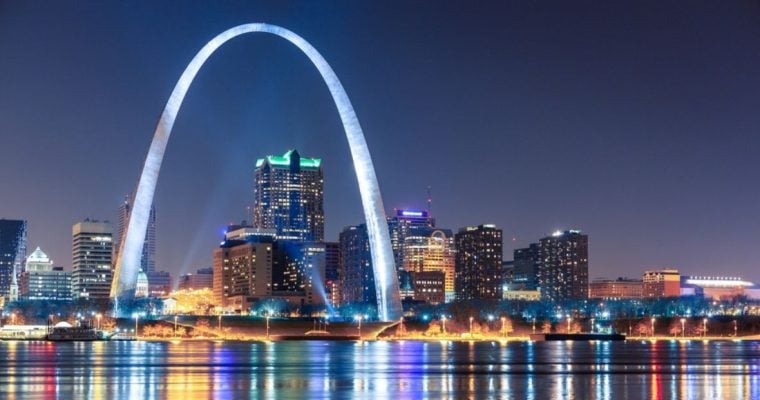 Nighttime View Of St. Louis, Missouri Skyline