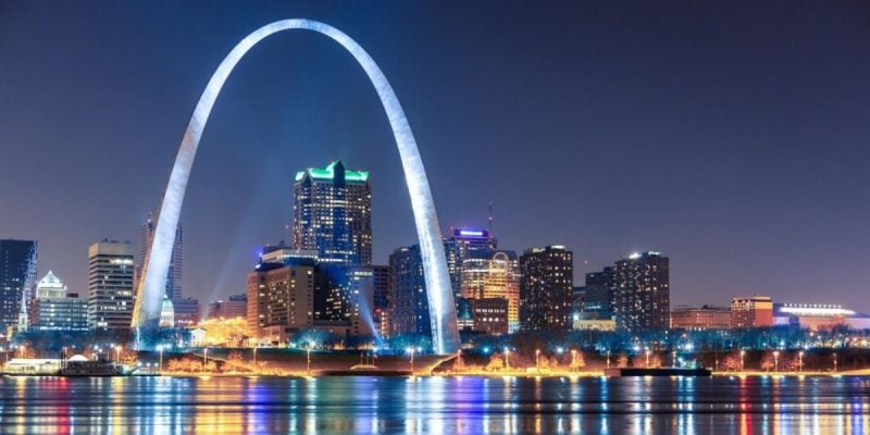 Nighttime View Of St. Louis, Missouri Skyline