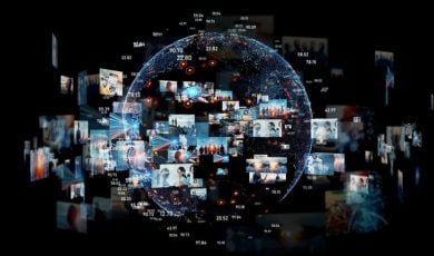 Online Streaming, Digital Communications Concept Image on Black Background