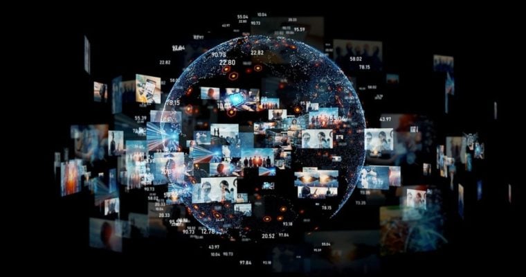 Online Streaming, Digital Communications Concept Image on Black Background